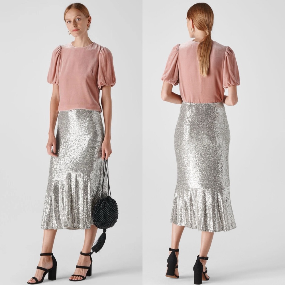 💫 Silver Sequin Midi skirt - NEW 💫